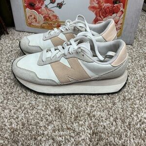 New Balance Women's Cream and White Sneakers